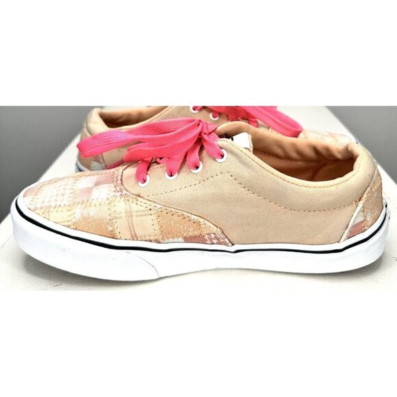 VANS Off The Wall Shoes US Missy Pink Checkerboard Patchwork Lace Up Size 4 - Picture 7 of 11
